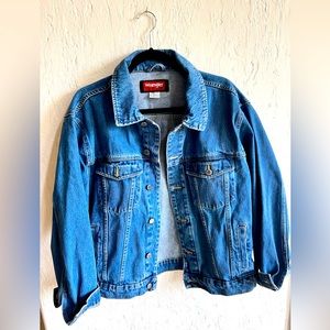 Wrangler Hero Men’s Vintage Denim Jean Jacket Button Up Size Large